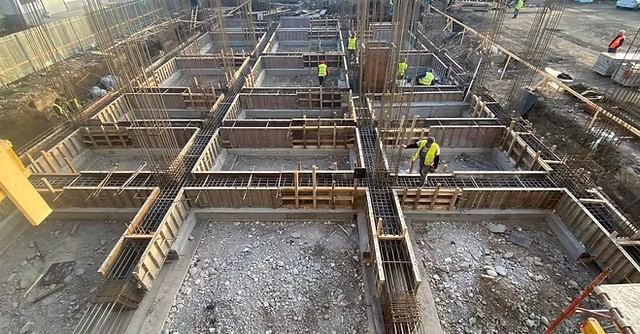 Fundația și structura de rezistență a imobilului Forest Residence, în execuție